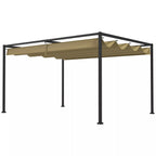 Pergola, tvirta saulės apsauga sodui, balkonui, terasai, pagaminta iš metalo ir plastiko, atspari UV spinduliams ir vandeniui, chaki spalvos
