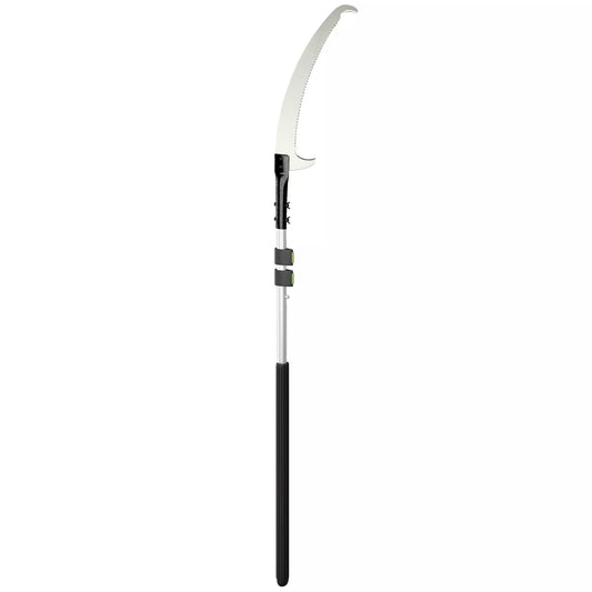 Teleskopinė šakų pjūklė 1,5–2,6 m su fiksavimo mechanizmu, teleskopine rankena, nelimpančia danga dengtu ašmenimis, juoda