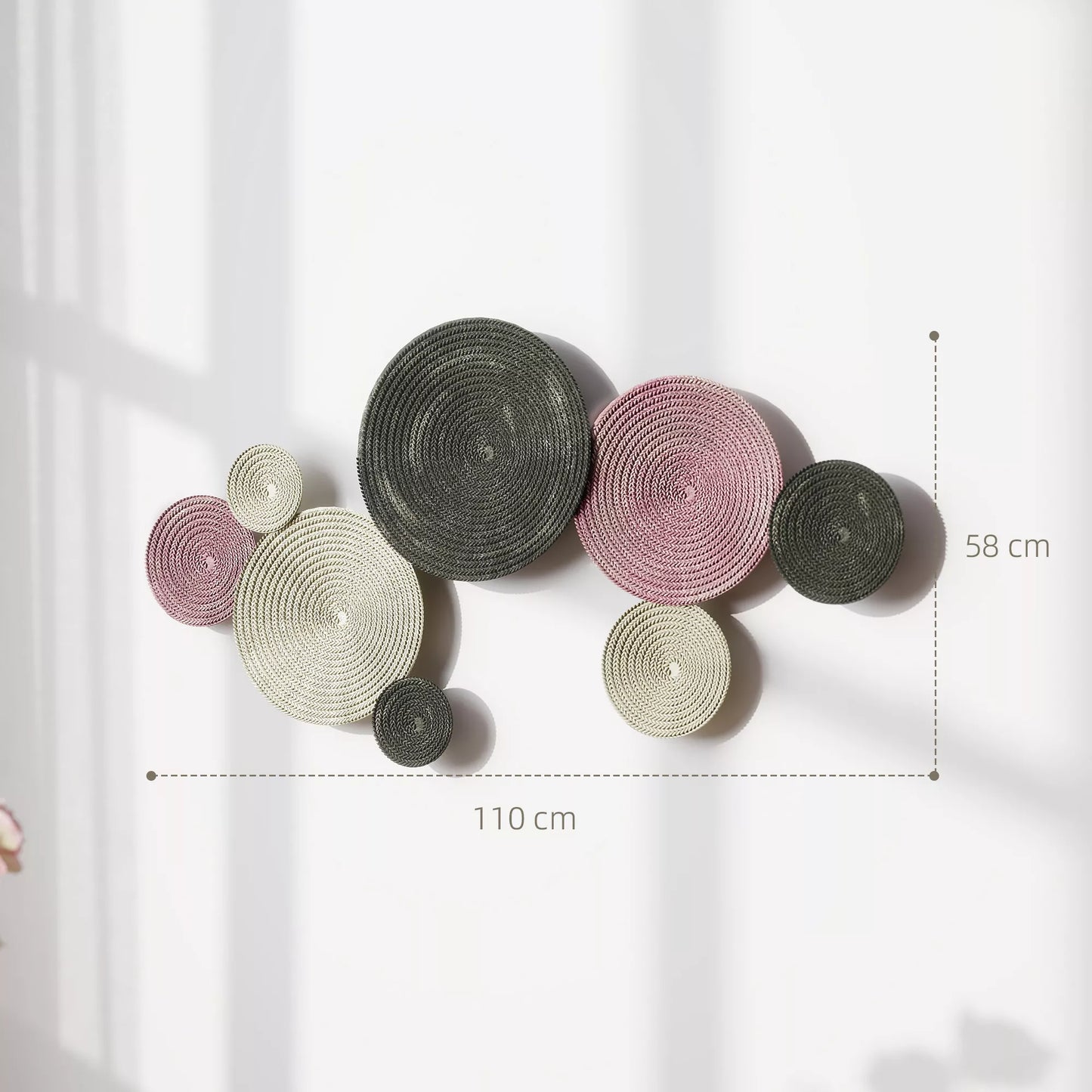 Sienų dekoro rinkinys disko dizaino, 8 metaliniai diskai, universalus, įvairiaspalvis