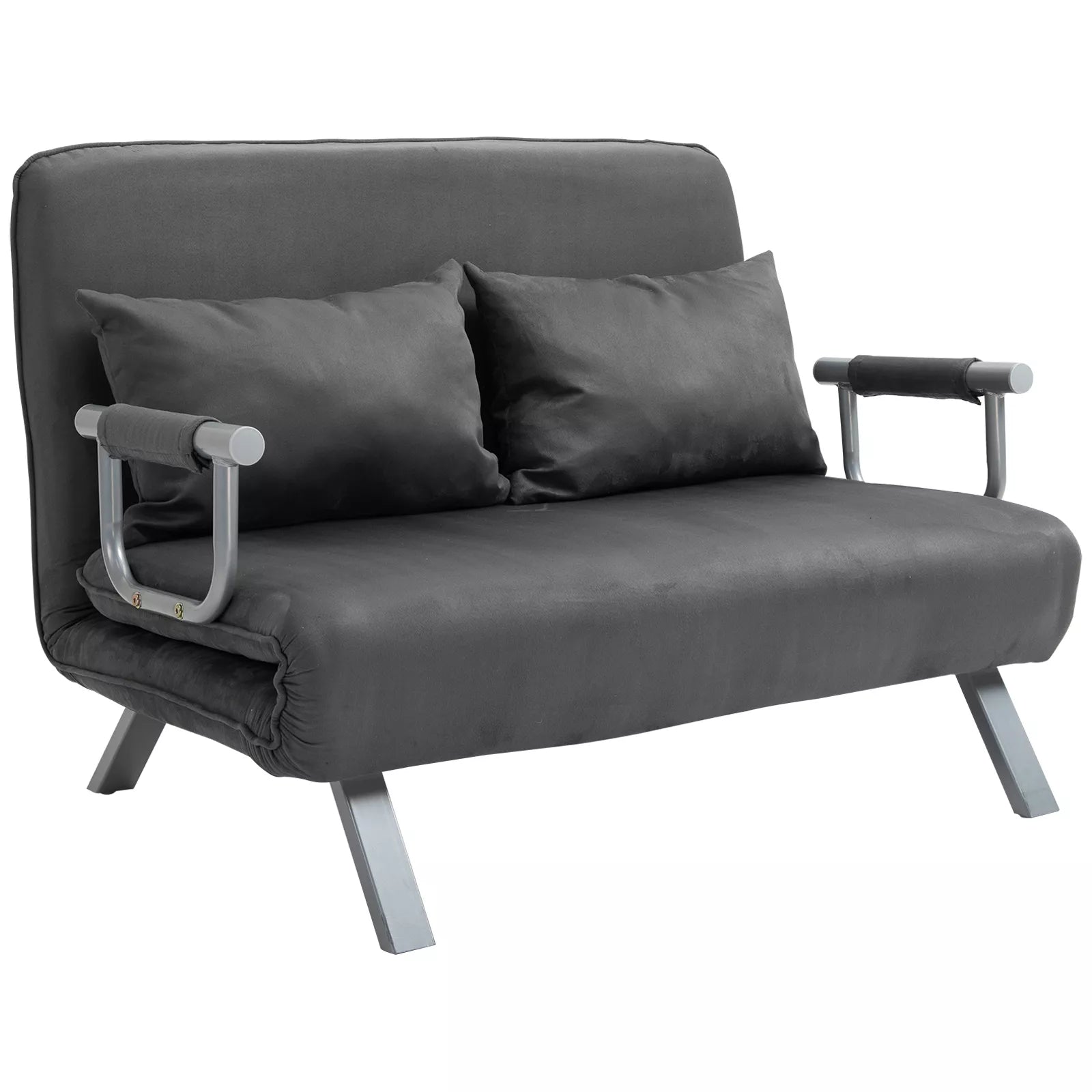 Sofa-lova „3 in 1“ su 5 padėčių reguliuojamu atlošu ir aksomo apdaila, 185x105 cm (pilka)