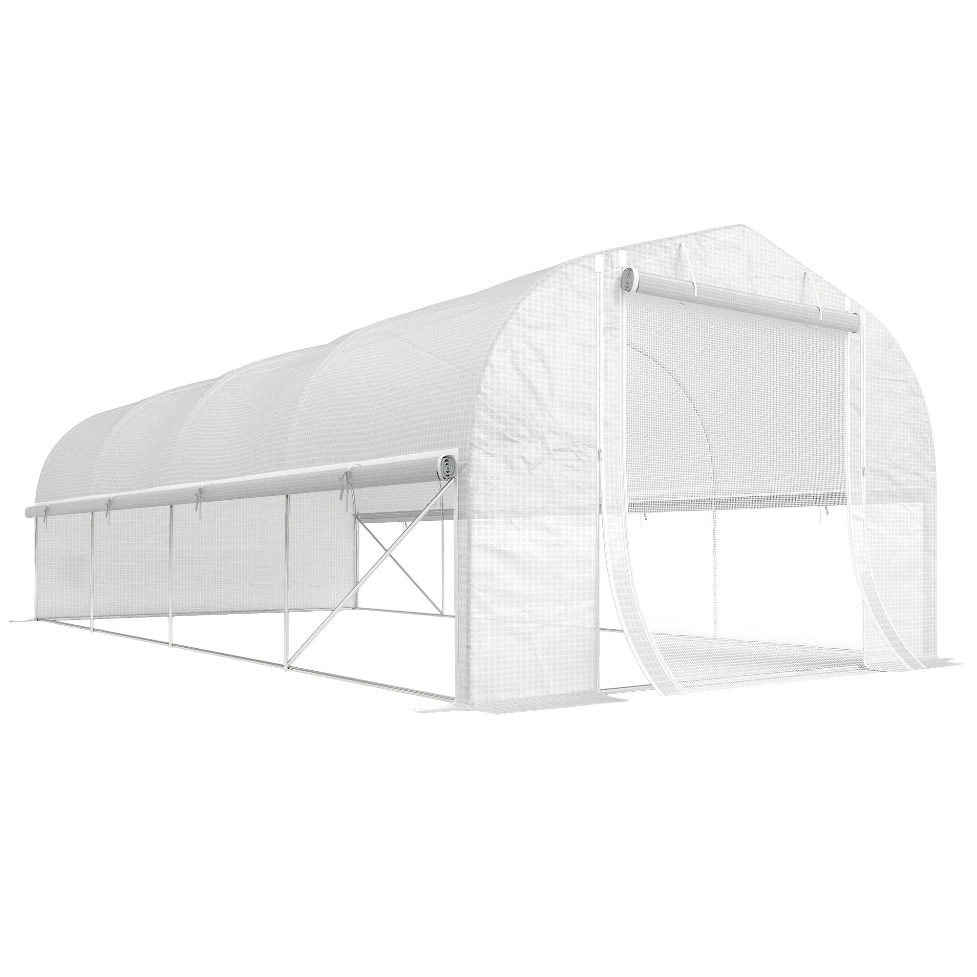 6x3x2 m šiltnamis, įeinamas, 8 langai, durys, tinkleliai nuo vabzdžių, metalinis karkasas, baltas