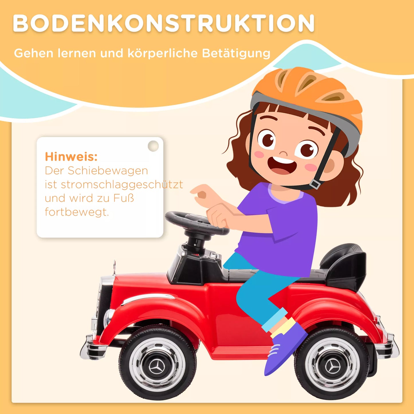 Vaikiškas paspiriamas automobilis Mercedes Benz 300 S dizaino, raudonas