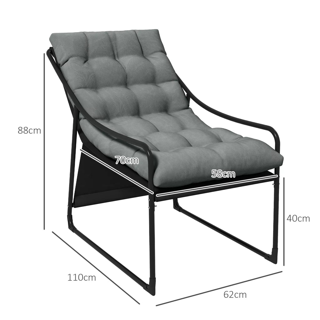 Lauko poilsio zona, storas paminkštinimas, nerūdijančio plieno rėmas, 62B x 110T x 88H cm, pilka/juoda