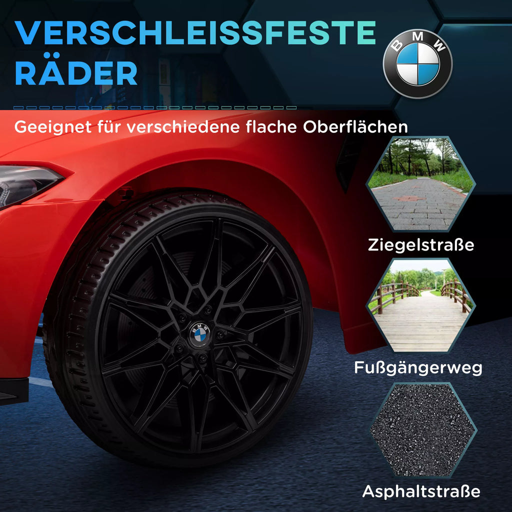 Elektrinis vaikų automobilis BMW M4, garsas ir šviesa, 3–5 km/h, su nuotolinio valdymo pultu, skirtas 3–5 metų vaikams, raudonas