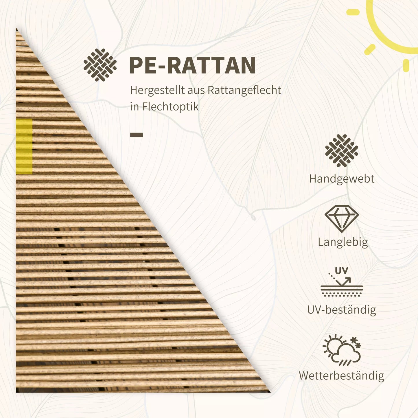 3 dalių bistro komplektas, atsparus oro sąlygoms, 1 staliukas, 2 kėdės, 62 cm x 65 cm x 78 cm, smėlio+tamsiai pilka