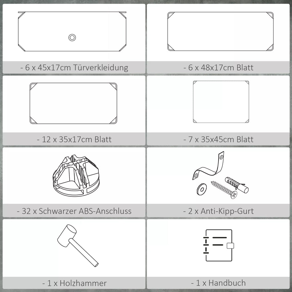 Modulinė lentynų sistema 12 porų batų, 49 cm x 36,5 cm x 108 cm, balta