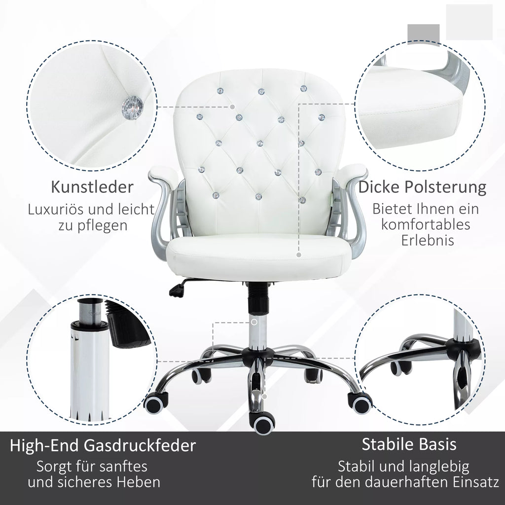Biuro kėdė ergonomiška su porankiais iki 120 kg, balta