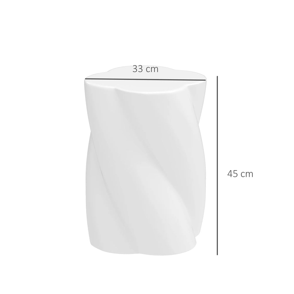 Keraminis sėdimoji kėdė spiralės formos, atlaiko 120 kg svorį, Ø33 x 45 cm, atspari atmosferos poveikiui, sodo kėdė su dangčiu, balta