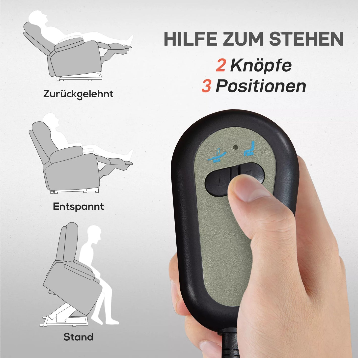 Elektrinis fotelis su pakėlimo funkcija, fotelis su pagalba atsistojant, poilsio fotelis su miegojimo funkcija, lininė išvaizda, 83 x 89 x 102 cm, Pilka