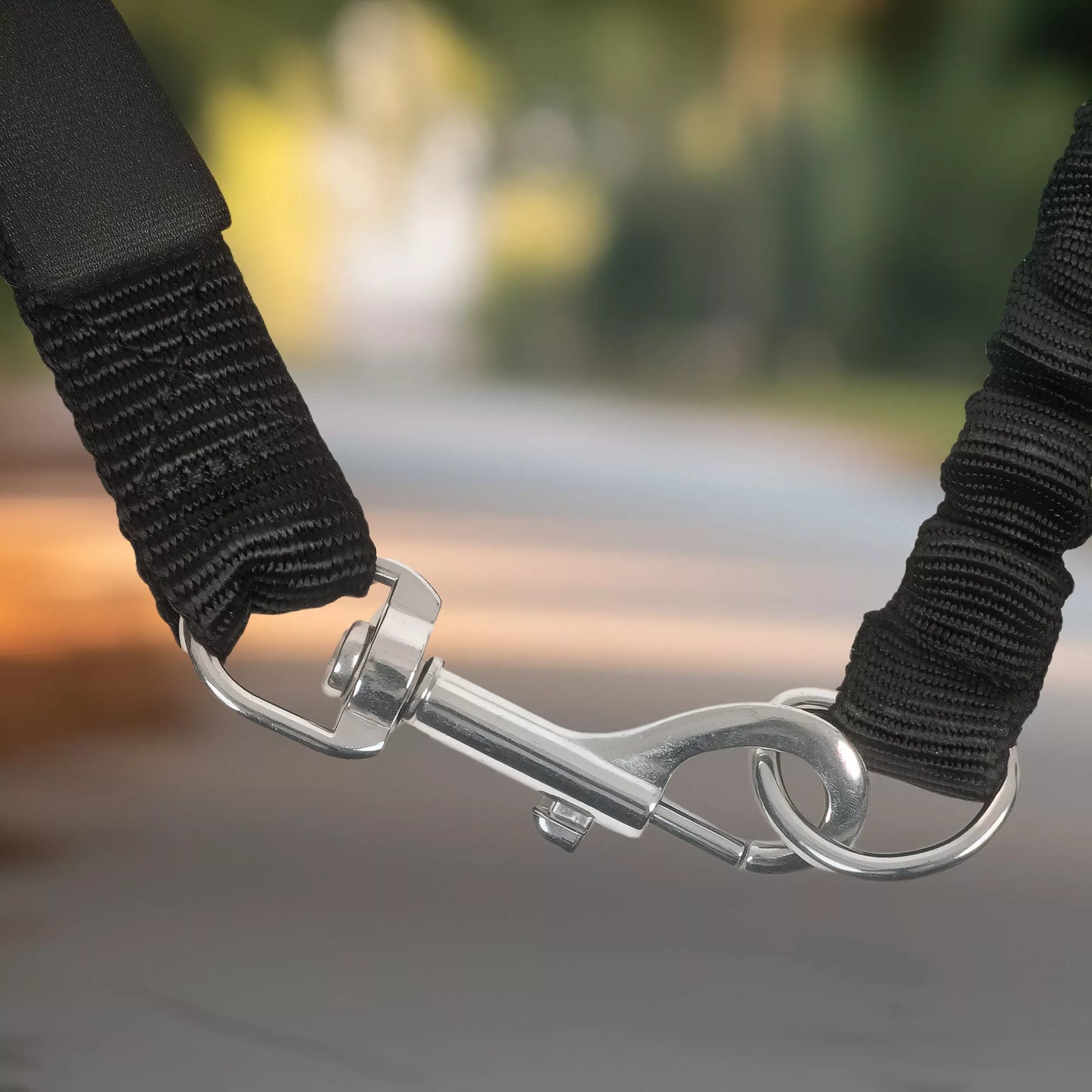 Šunų pavadėlis dviračiui, tampri virvė, plieninis vamzdis, 124 cm, Juoda