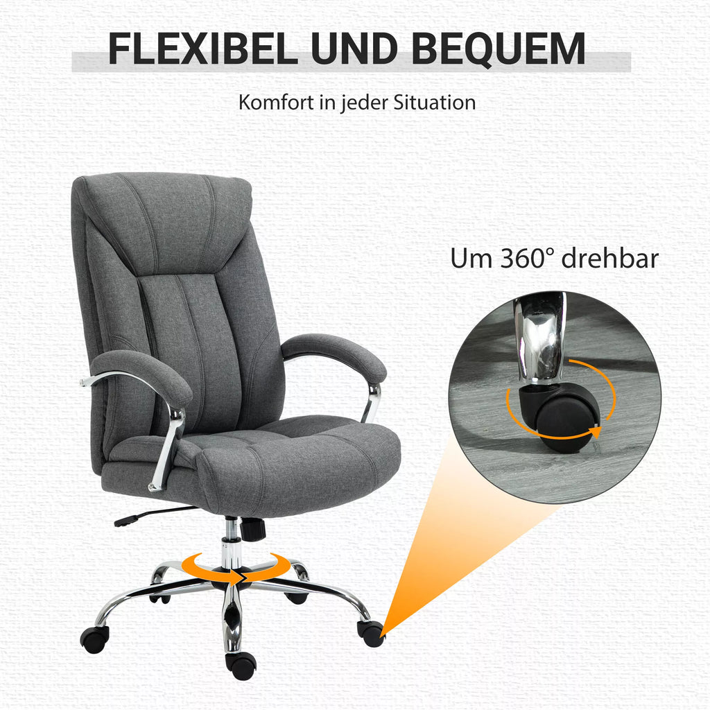 Biuro kėdė su sūpynės funkcija Ergonomiška kėdė su paminkštintais porankiais Galvos atrama Reguliuojamo aukščio biuro kėdė Sukiojama kėdė su atlošu Nailonas Pilka 65 x 78 x 110-118 cm
