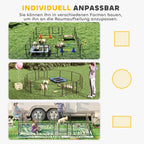 Infografika: juodas šunų aptvaras su skirtingomis formomis – kvadratinis, apvalus, aštuonkampis