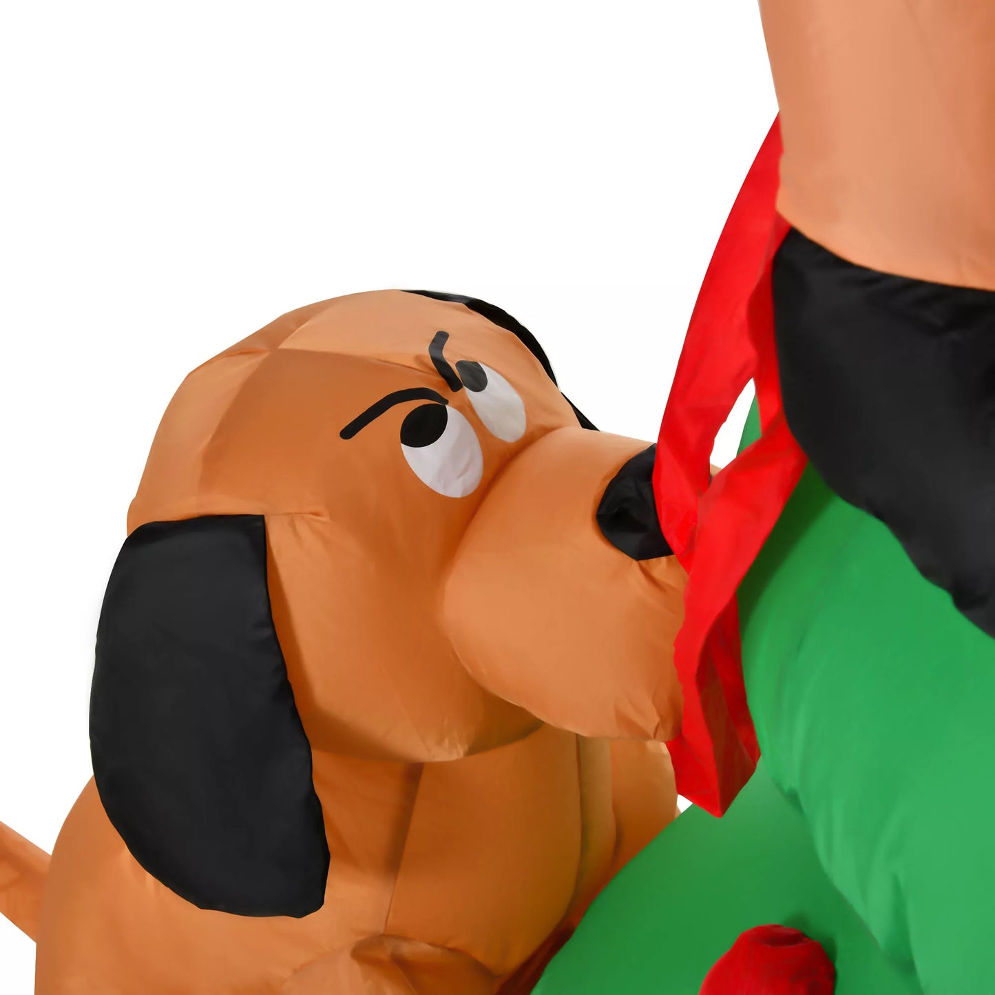 Pripučiamas Kalėdų eglutė, Kalėdinė dekoracija, 1,8 m, su pūstuvu, 123 cm x 85 cm x 180 cm, Žalia + Raudona