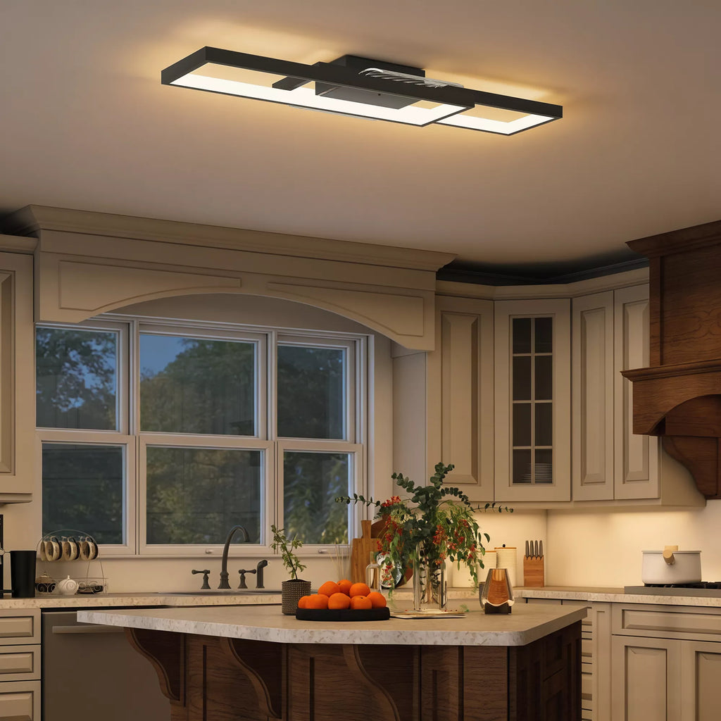 Lempos LED 43W 4600LM 3000-6000K reguliuojamas lubų šviestuvas Plokščias su nuotolinio valdymo pultu Sieninis jungiklis 70 x 30 x 7 cm Juodas