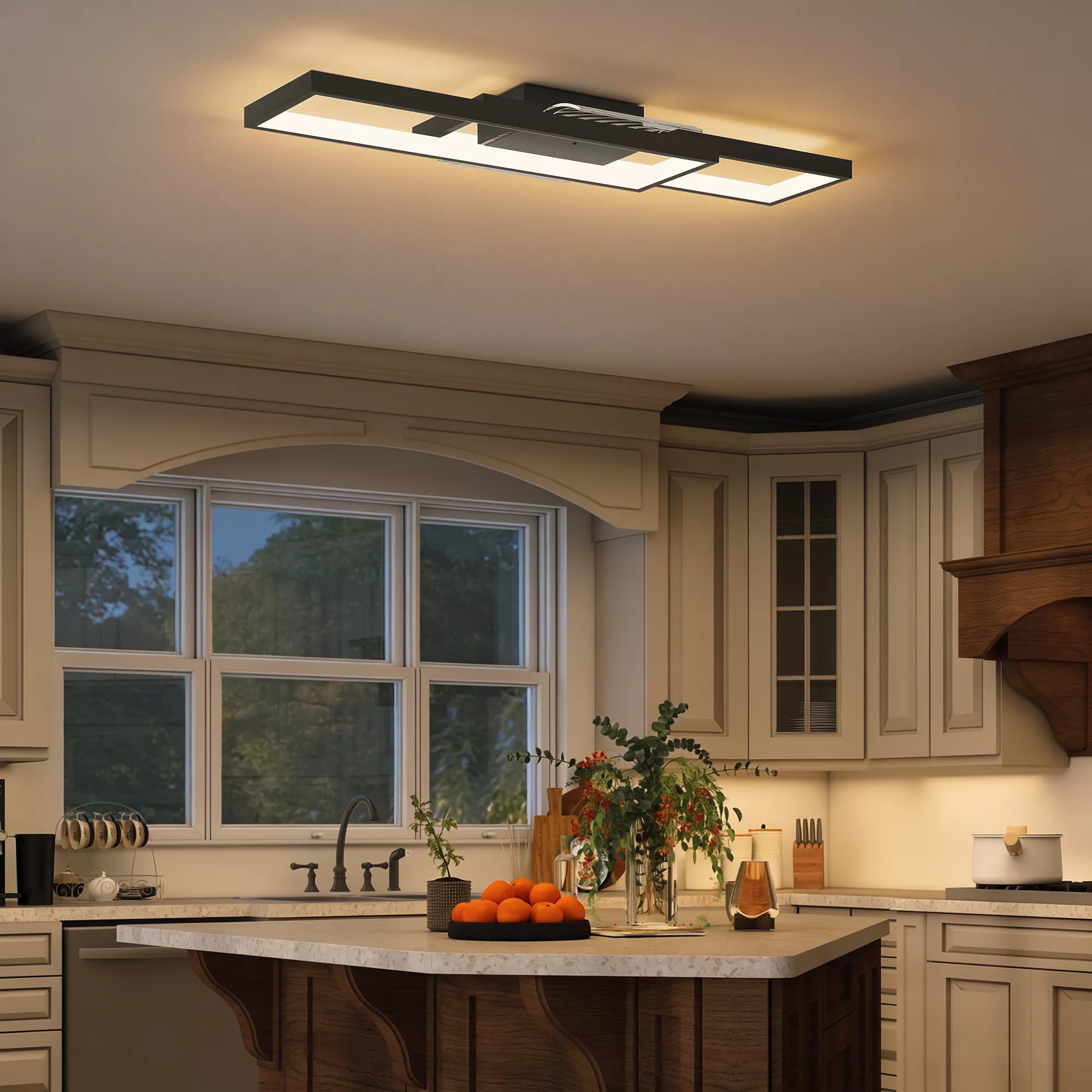Lempos LED 43W 4600LM 3000-6000K reguliuojamas lubų šviestuvas Plokščias su nuotolinio valdymo pultu Sieninis jungiklis 70 x 30 x 7 cm Juodas