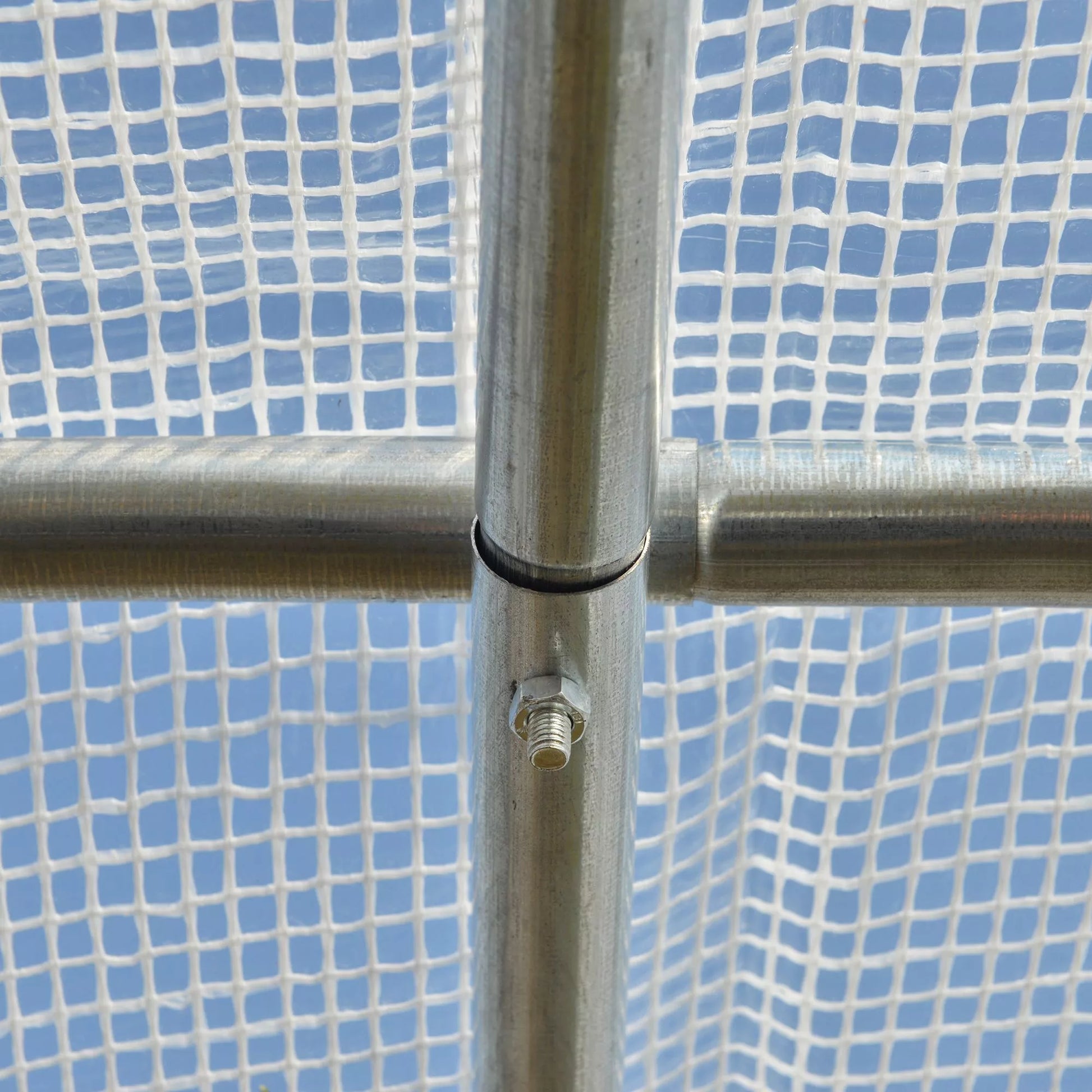 Plėvelės šiltnamis, 6 suskleidžiamieji langai, durys su užtrauktuku, nerūdijančio plieno rėmas, 2,95 x 2 x 2 m, baltas