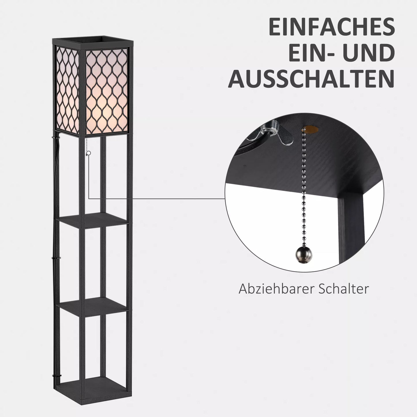 Stovinti lempa svetainė su lentyna, stovinti lempa su E27 lizdu, skirta svetainėms ir miegamiesiems, be lemputės