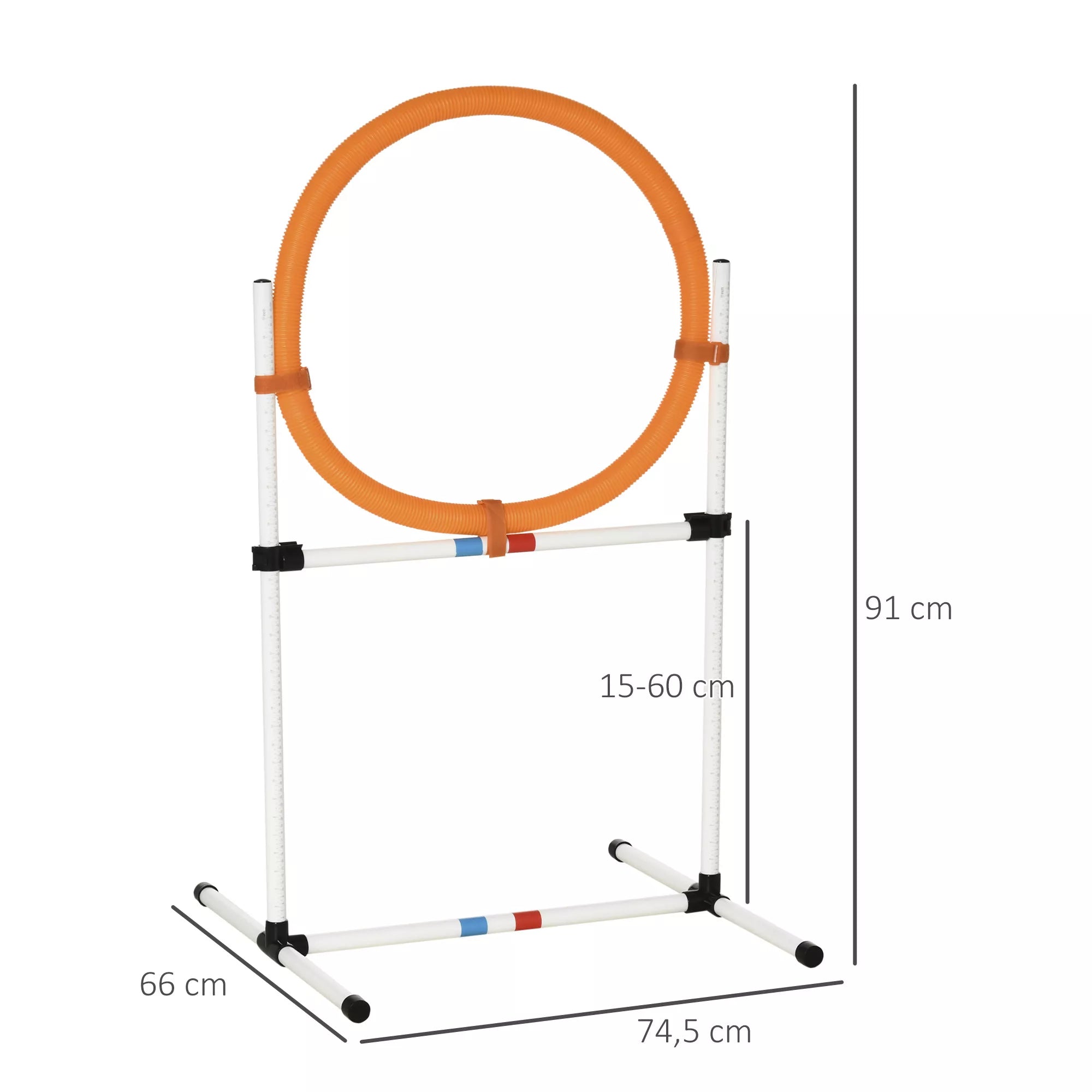 Šunų dresūros ir agility lankas, 2-in-1 šuolių kliūtis su krepšiu, 74,5x66x91 cm