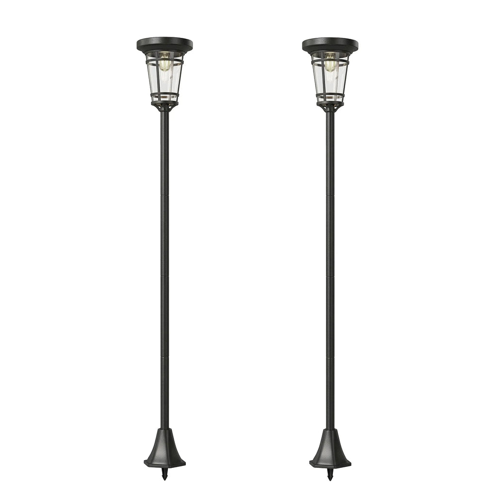 Saulės šviestuvai 2 vnt. 180 cm reguliuojamo aukščio LED juodi