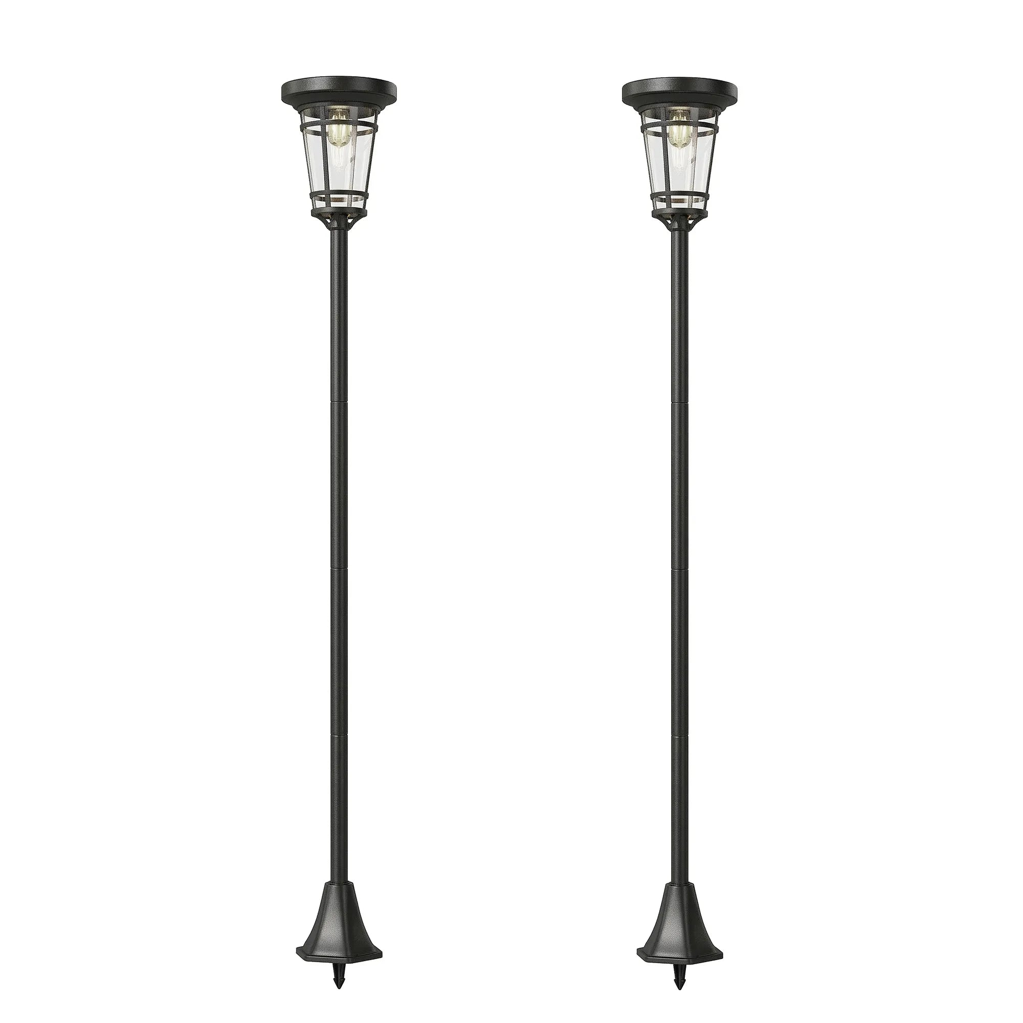 Saulės šviestuvai 2 vnt. 180 cm reguliuojamo aukščio LED juodi