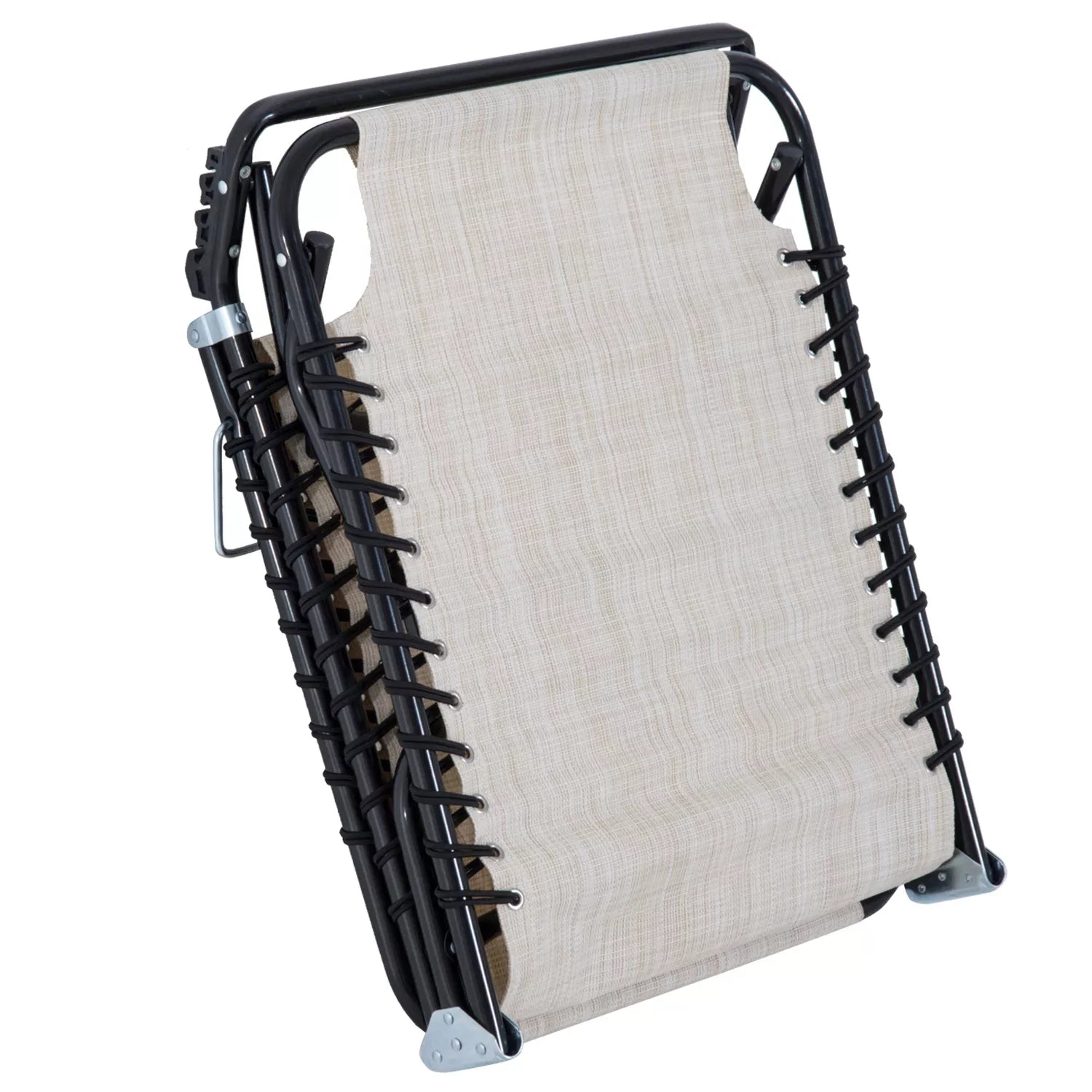 Sulankstomas gultas, sodo gultas, gultas su 4 pakopomis reguliuojamu atlošu, atsparus oro sąlygoms, tinkamas iki 120 kg svorio, skirtas sodui, paplūdimiui, baseinui, kreminės baltos spalvos.