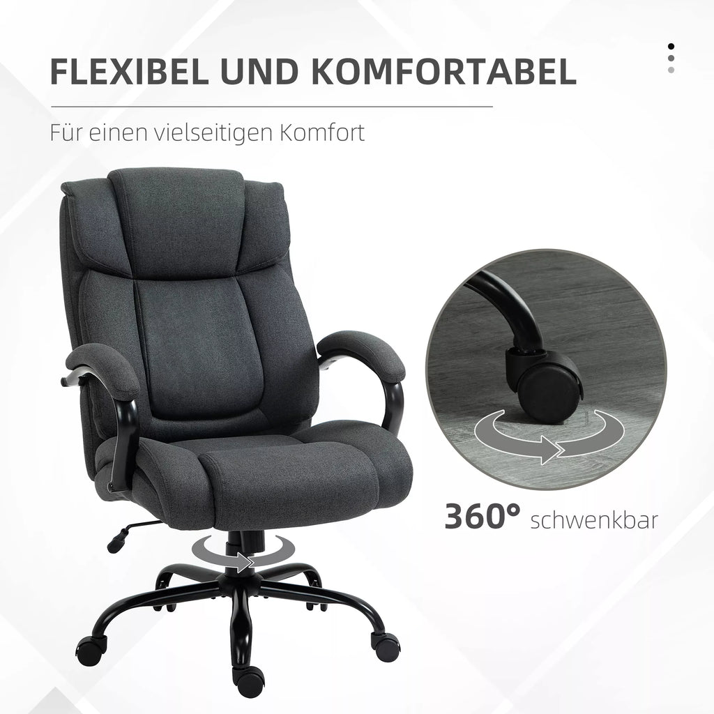 Biuro kėdė, Ergonomiška stalinė kėdė, Sukama kėdė su paminkštintu porankiu, iki 220 kg apkrovos, pilka