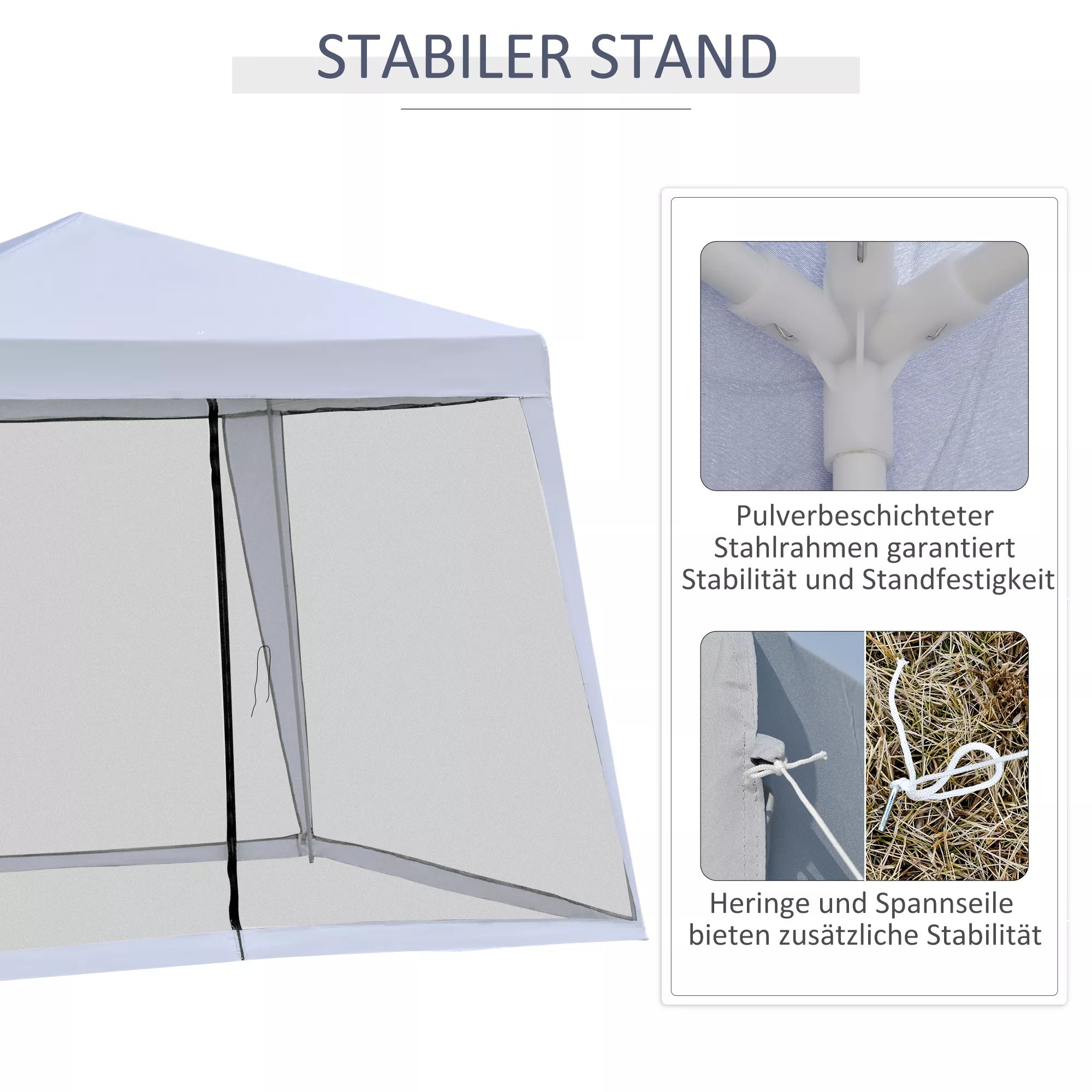 Sodo paviljonas Paviljonas Šventinis palapinė Vėtrinė palapinė su moskitine tinkleliu Metalas + poliesteris Pilka 3 x 3 m