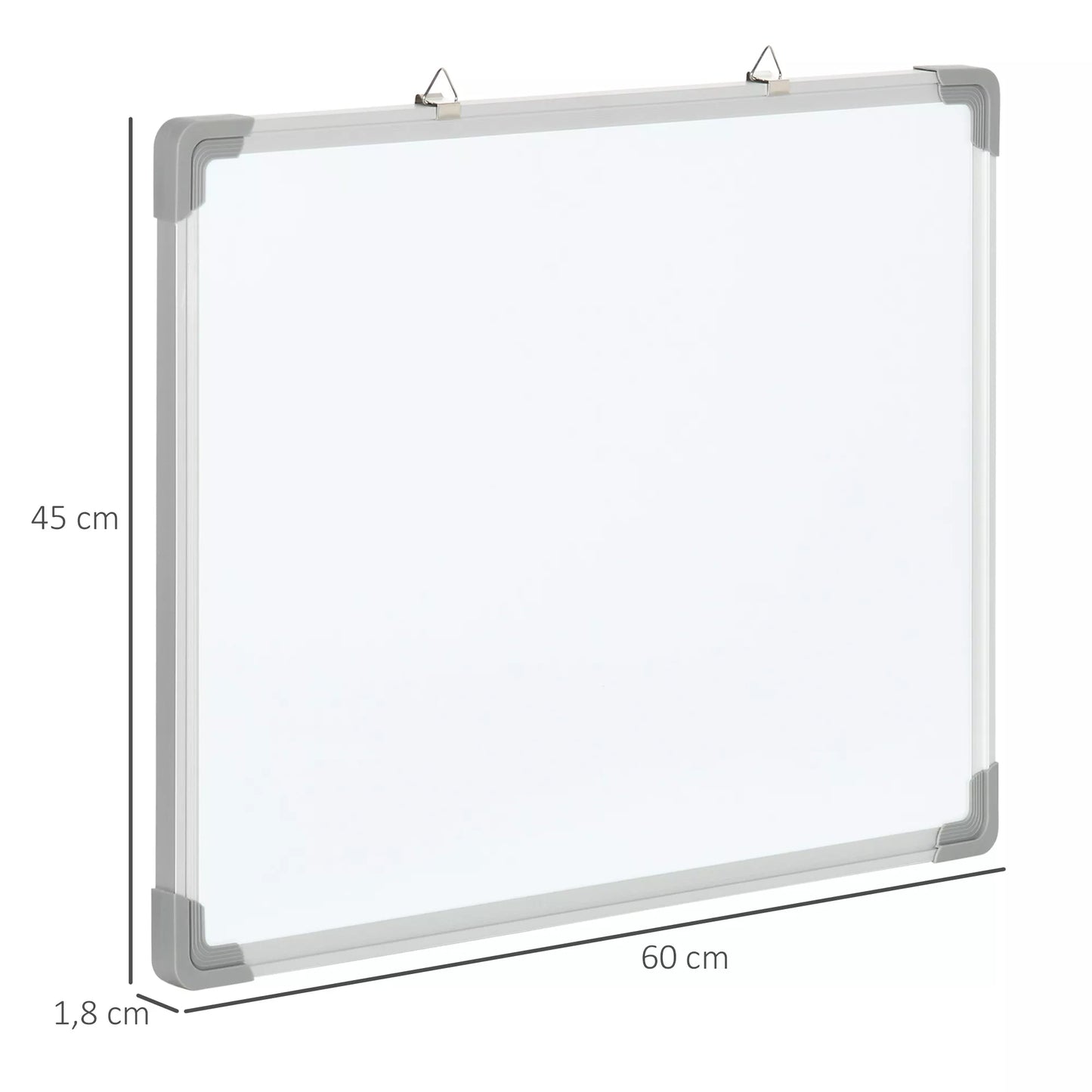 Balta lenta su magnetais, lengvai nuvaloma, su 4 žymekliais, 10 magnetais, 1 trintuku, 60 x 1,8 x 45 cm