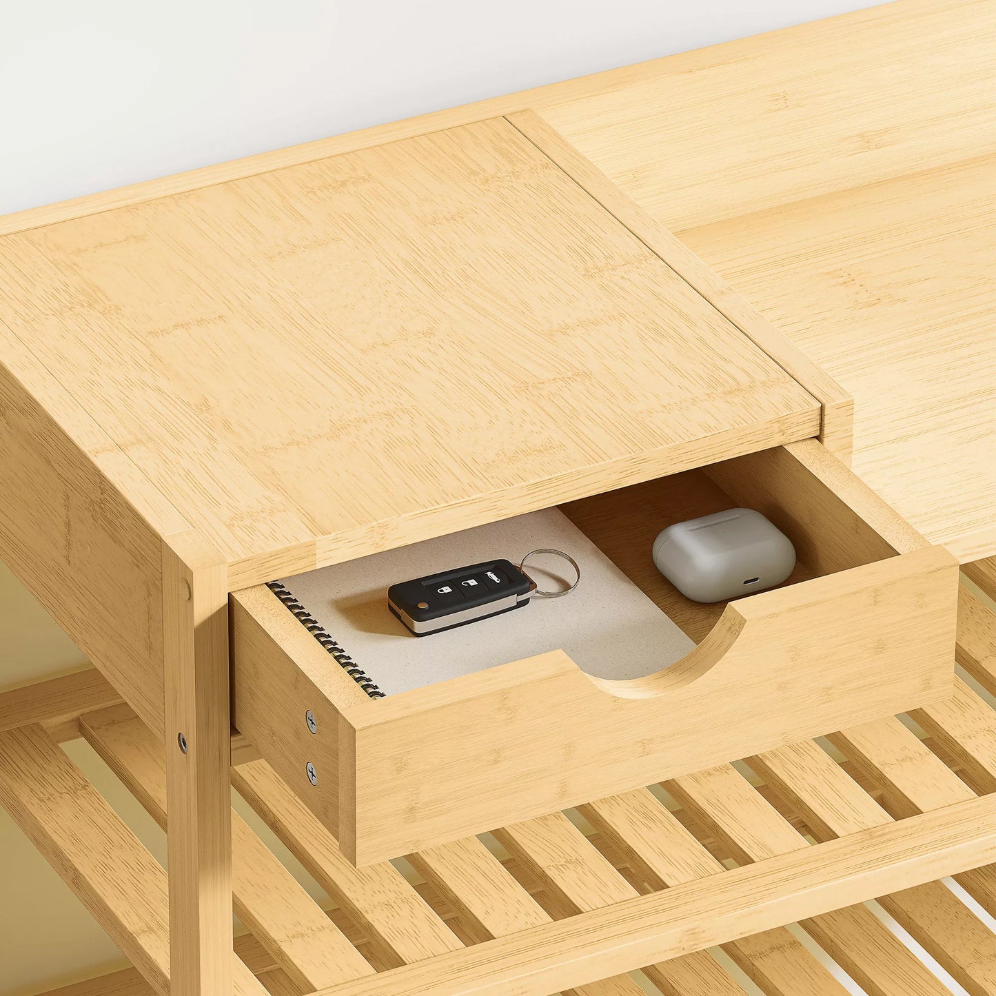 Batų lentyna su 6 pakopomis, bambukinis stalčius, talpa max. 18 porų batų, batų laikiklis prieškambariui, miegamajam, 101 x 30 x 100 cm, natūralus