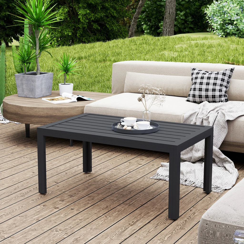 Pagalbinis stalas Balkono stalas iš plieno Stačiakampis kavos stalas Atsparus atmosferos poveikiui Sodo stalas 101,5x61x46 cm Pilkos spalvos