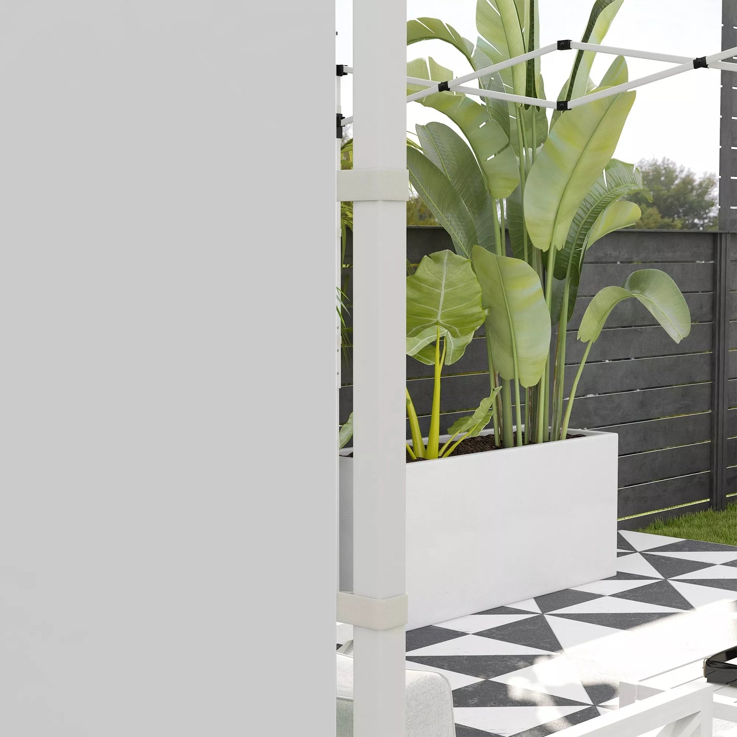 Pavilion užuolaidos, 2 vnt. rinkinys, skirtas 3x6 m arba 3x3 m sodo paviljonams, su langais ir durimis, baltos spalvos