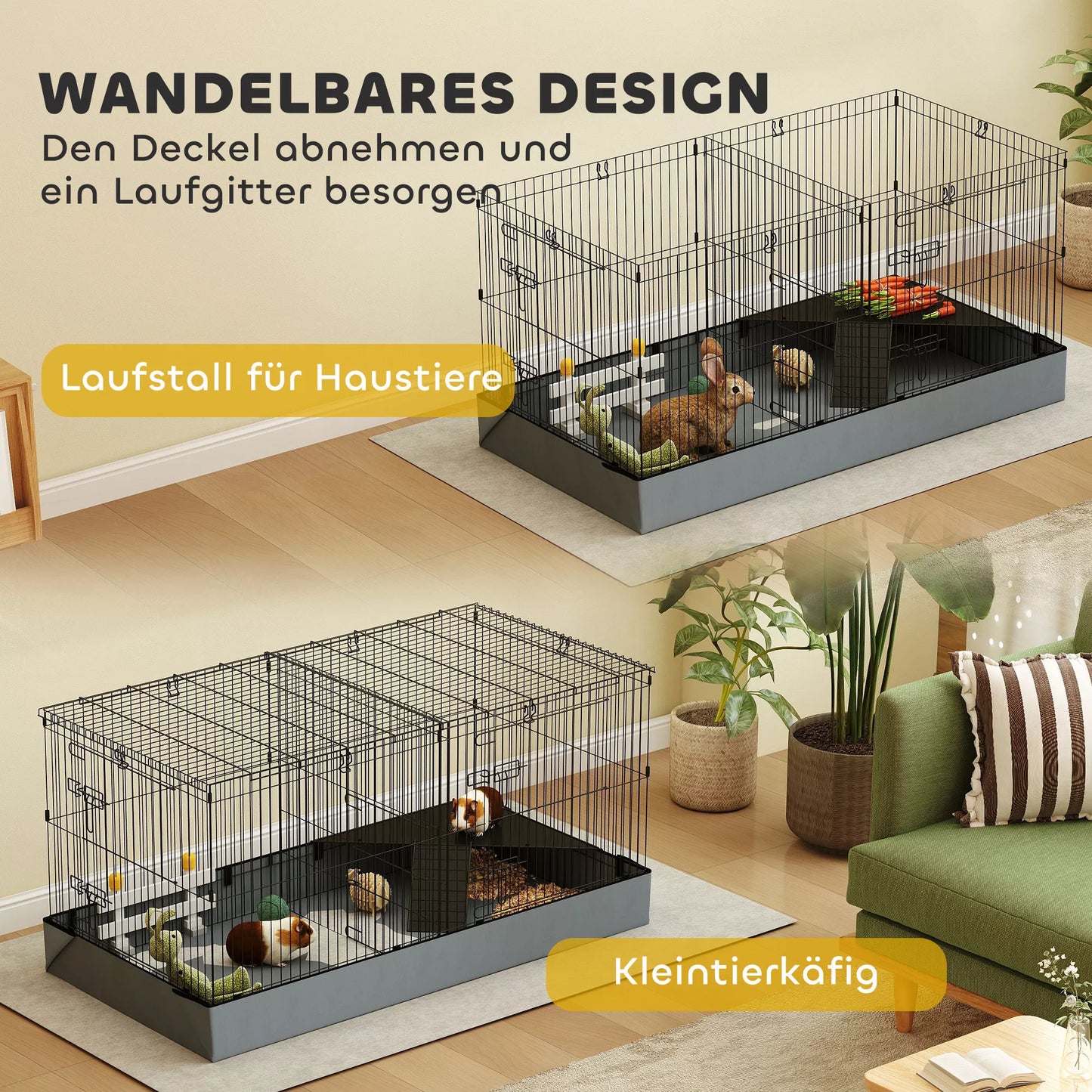 2-in-1 nykštukinių žiurkėnų narvas, mažylių gyvūnėlių narvas, audinio dugnas, sėdėjimo pagaliukai, rampa, juoda