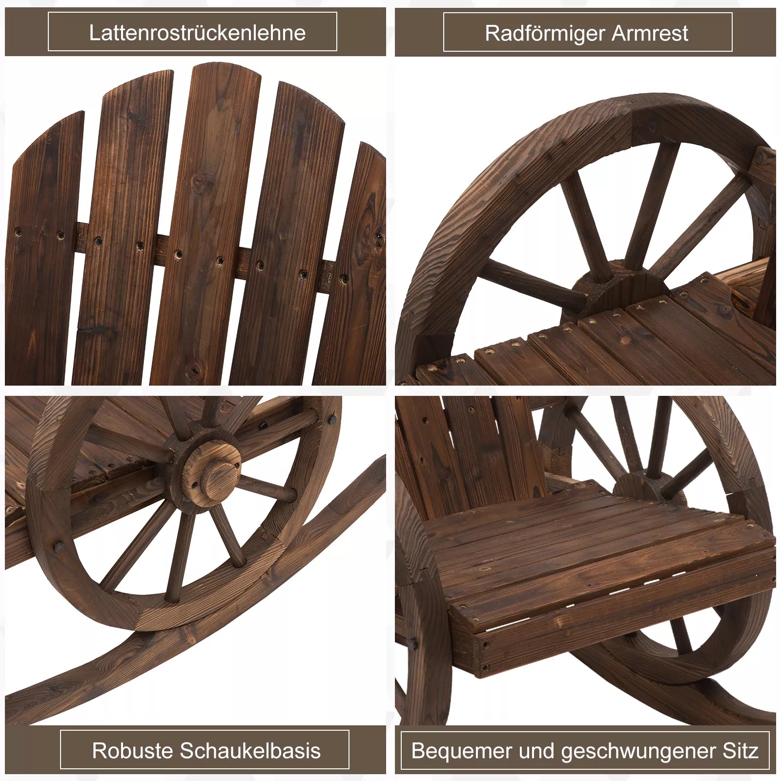 Sūpynės Rustikalus dizainas Užsandarintas masyvi mediena  Atsparus oro sąlygoms 68 cm x 88 cm x 92 cm