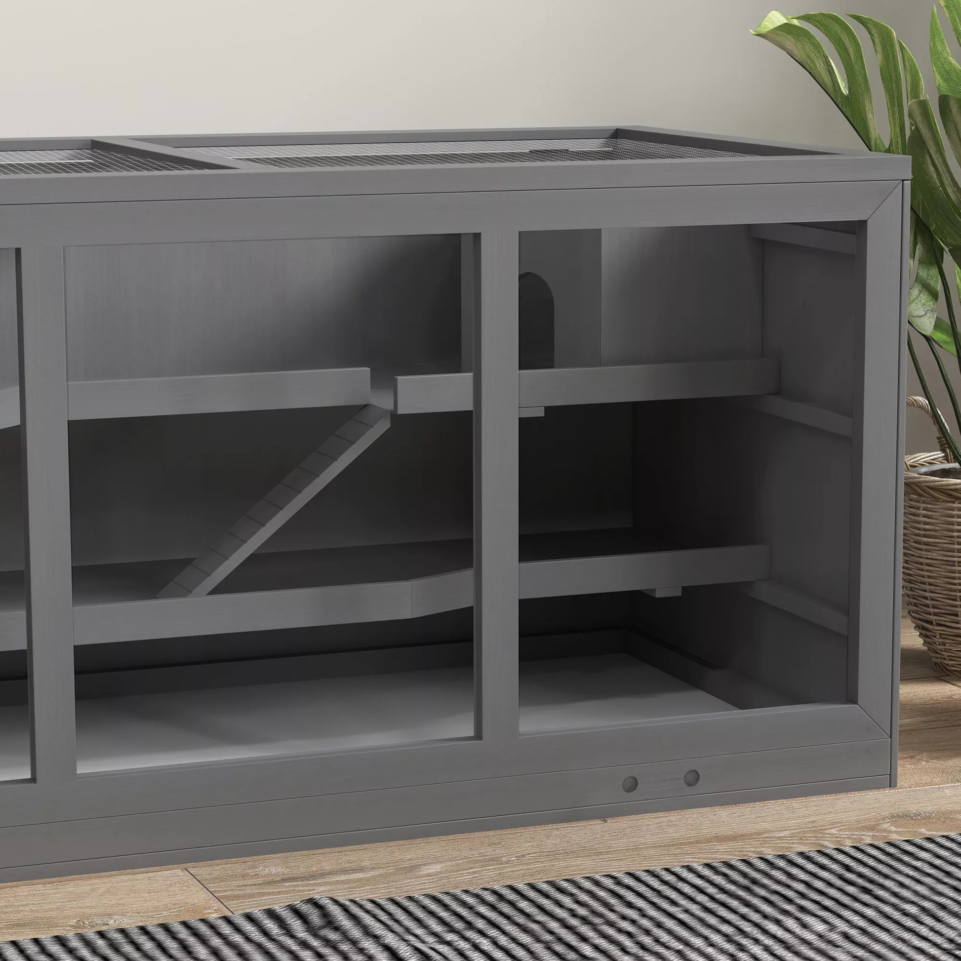 Nykštukinių žiurkių narvas, graužikų narvas, mažų gyvūnų dėžė, užrakinama, medinė, lengvai prižiūrima, pilka