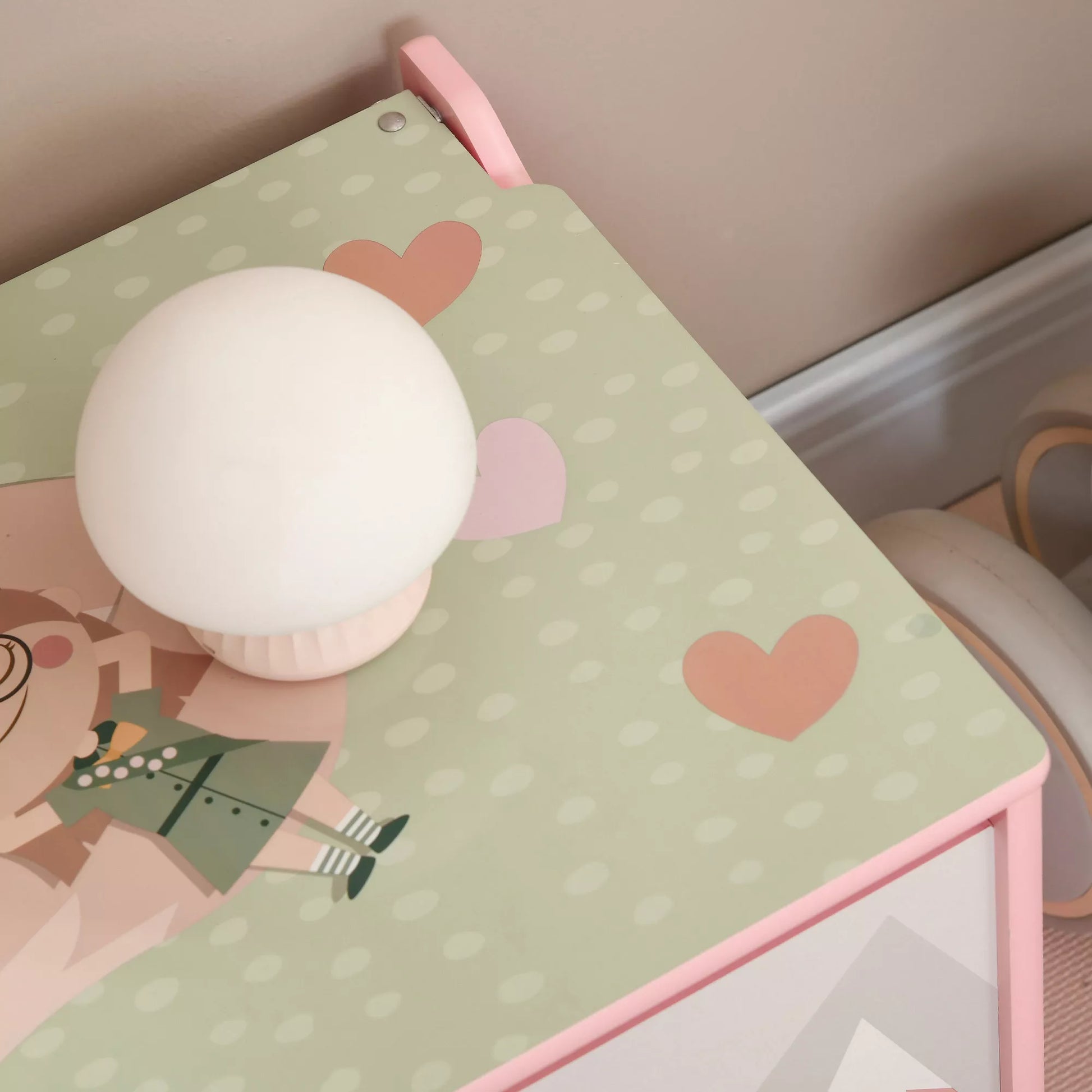 Laikymo dėžė su daiktadėže, žaislų dėžė su saugiu dangčio vyriu, mielas gyvūnėlio dizainas, 60 x 37 x 39 cm, rožinė