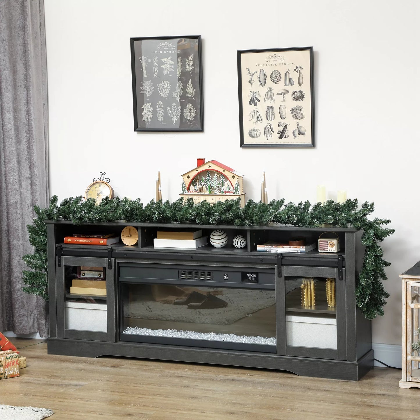 2,7 m dirbtinė Kalėdų girlianda, 216 šakelių eglutės girlianda dekoravimui, laiptams, židiniui, žalia