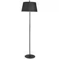 Stovas, išlenktas stovas su audiniu dengtu gaubtu, grindų lempa su apvaliu pagrindu, metalas, 105L x 47B x 190H cm, juoda