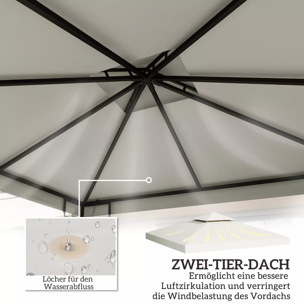 Paviljono stogas 3 x 3 m, vandeniui atsparus, kreminės baltos spalvos