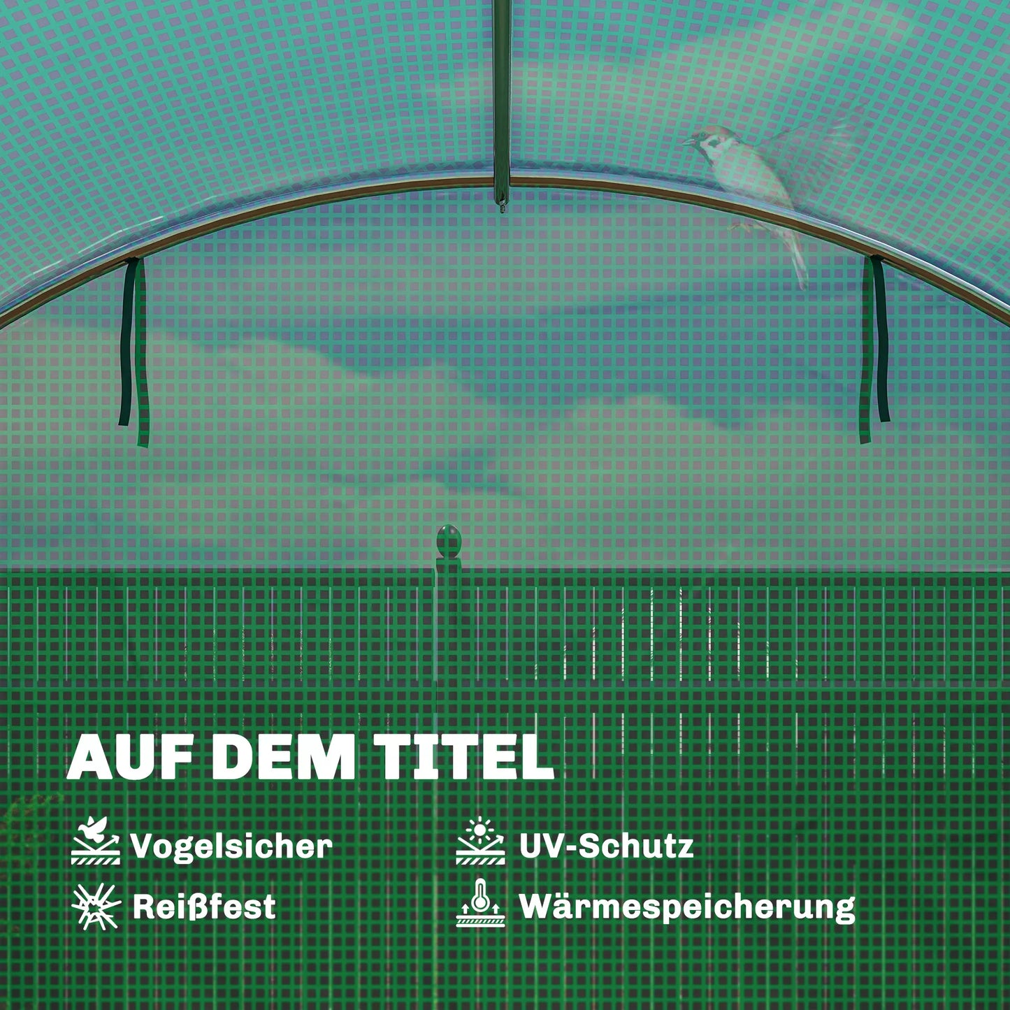 Šiltnamis su dvejomis užtraukiamomis durelėmis ir šešiais tinkliniais langais, plėvelinis, 3 x 2 x 2 m, žalia