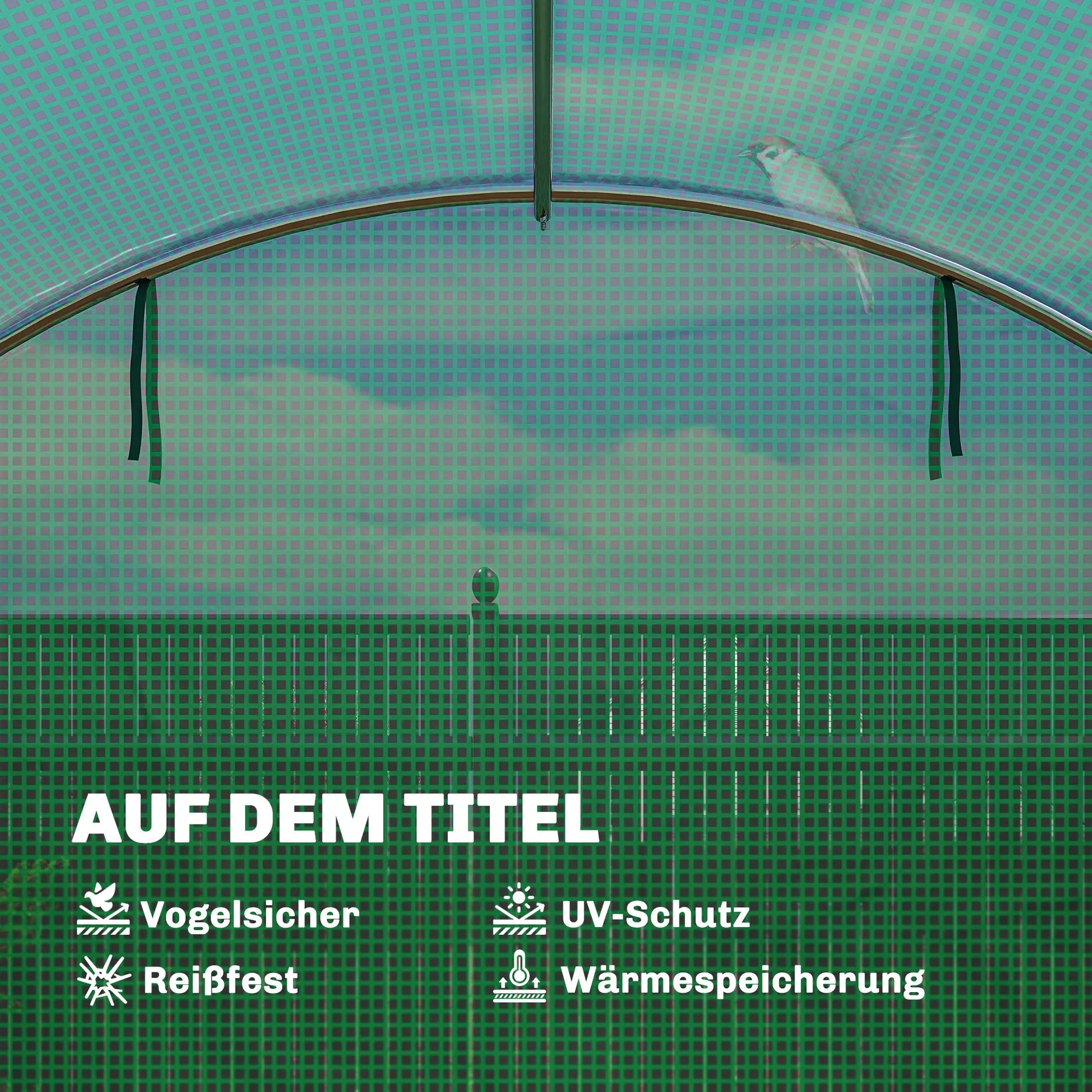 Šiltnamis su dvejomis užtraukiamomis durelėmis ir šešiais tinkliniais langais, plėvelinis, 3 x 2 x 2 m, žalia