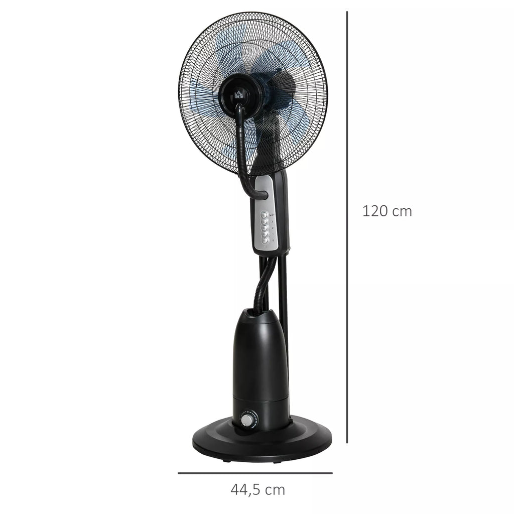Ventiliatorius su vandens aušinimu, stovinis ventiliatorius su reguliuojamu purškimo rūku, 3 greičiai, 2,8 l vandens bakas, 70° osciliavimas, 90 W Vandens ventiliatorius su ratukais, 120 cm