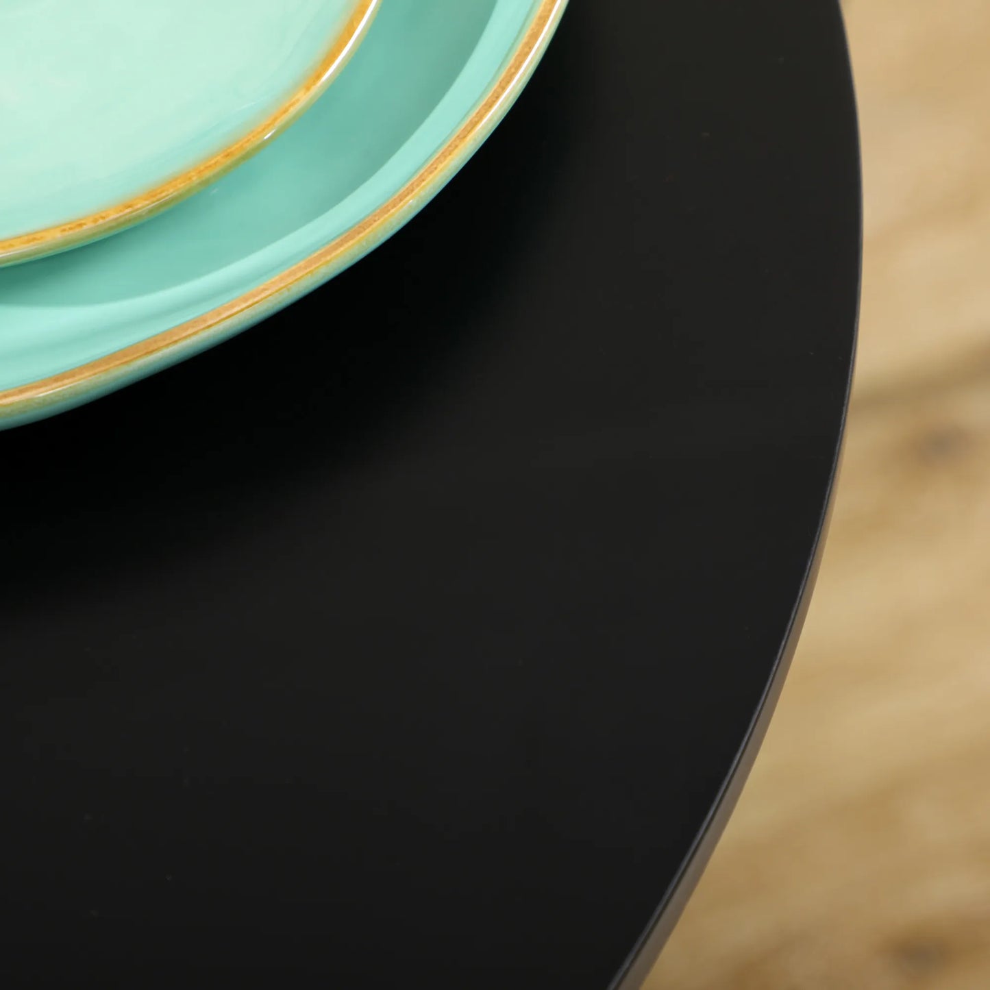 Valgomasis stalas 2 žmonėms, apvalus stalviršis, plieninė koja, juodas, 70 x 70 x 75 cm