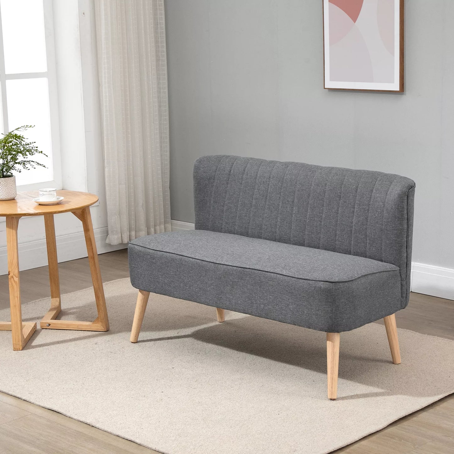 2 vietų sofa, minkštas apmušalas, lengvai prižiūrimas užvalkalas, iki 150 kg, 117 x 56,5 x 77 cm, šviesiai pilka