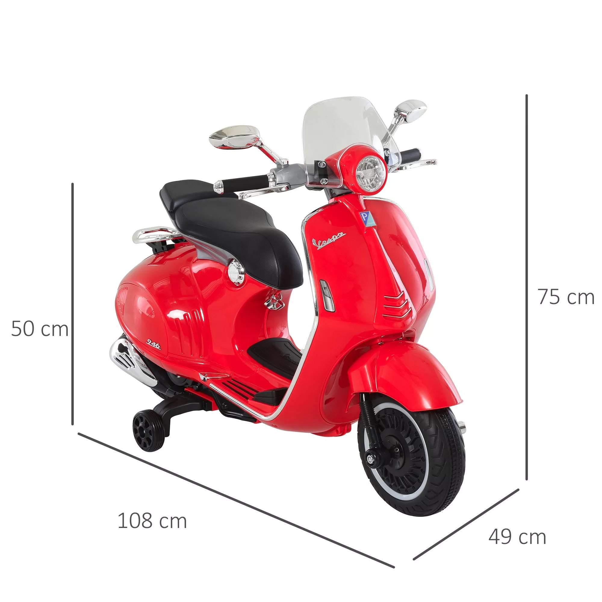 Elektrinis vaikų motociklas Elektrinis motociklas su MP3, muzika, žibintais, priekinės ir atbulinės eigos pavaromis, elektrinis motociklas vaikams nuo 3 iki 6 metų, raudonas