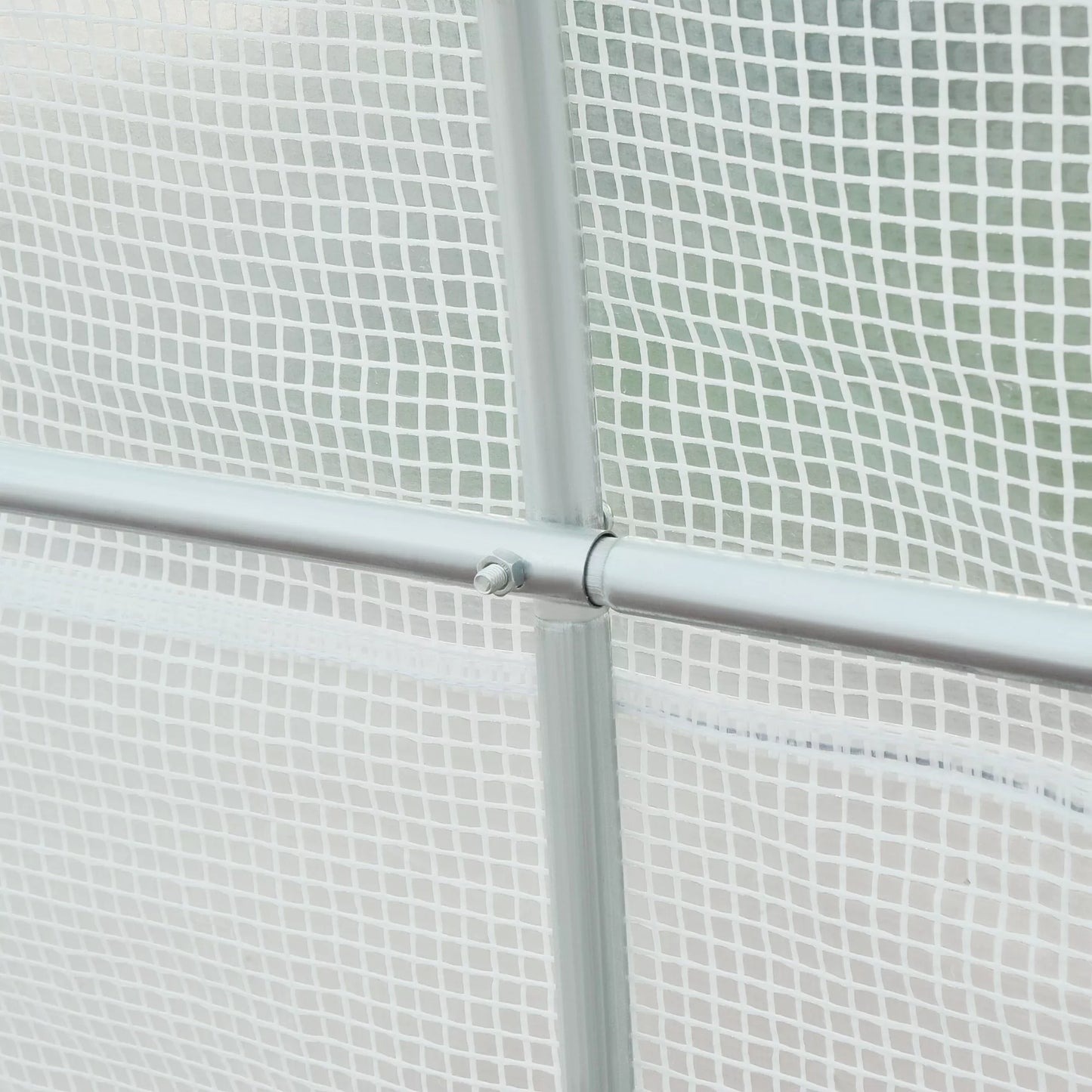 Outsunny įeinamas folinis šiltnamis su metaliniu rėmu 4,45 x 2 x 2m Baltas