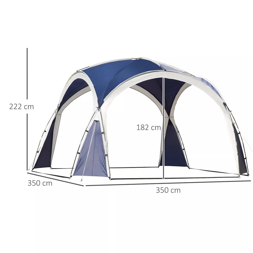 Kupolinė palapinė 6–8 asmenims, paviljonas, apsauga nuo saulės ir dulksnos, 3,5 x 3,5 x 2,22 m, mėlyna