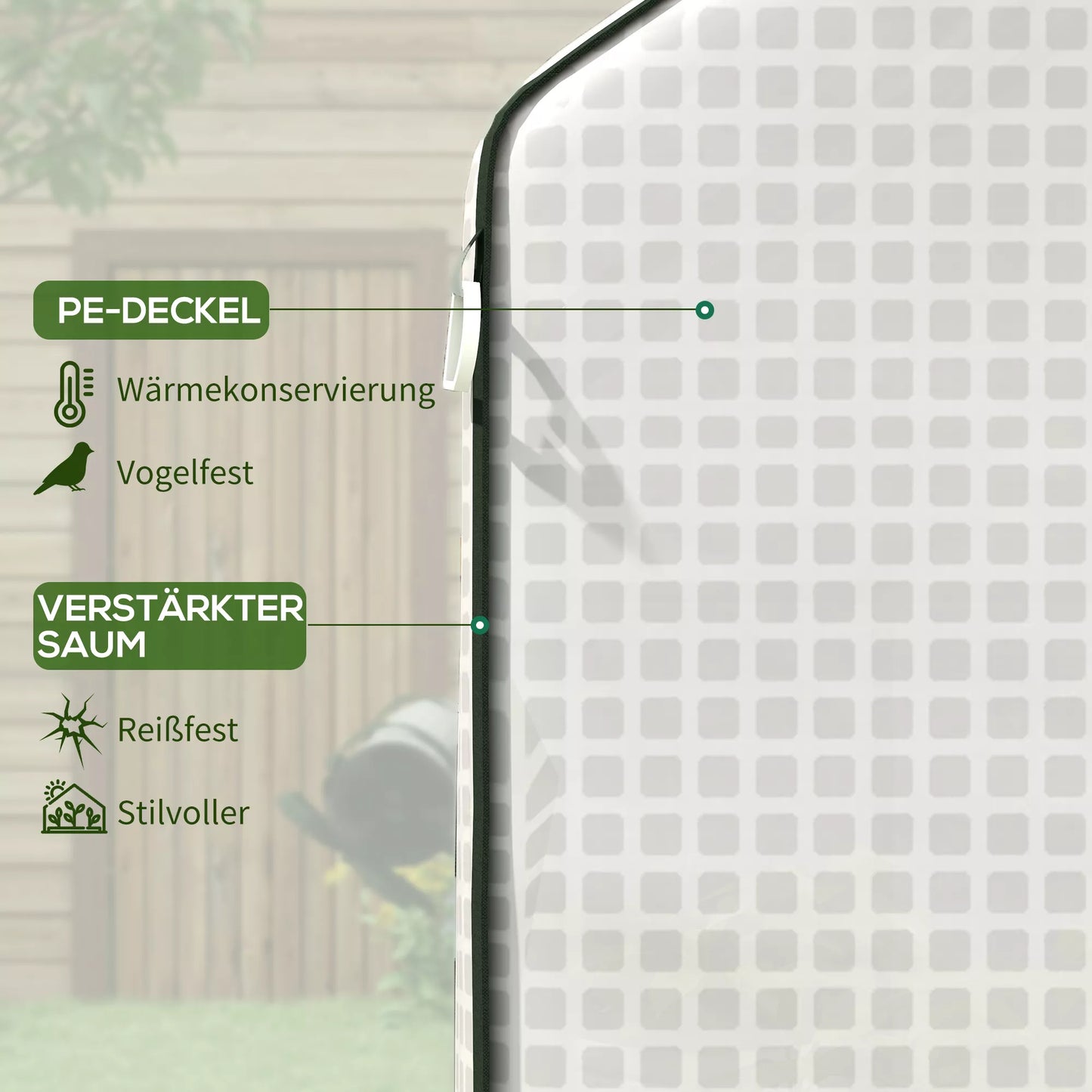 Atsarginė plėvelė šiltnamiui, pakeičiamasis uždangalas su UV apsauga, ritininės durys, šoninis langas, 140 x 73 x 190 cm, balta