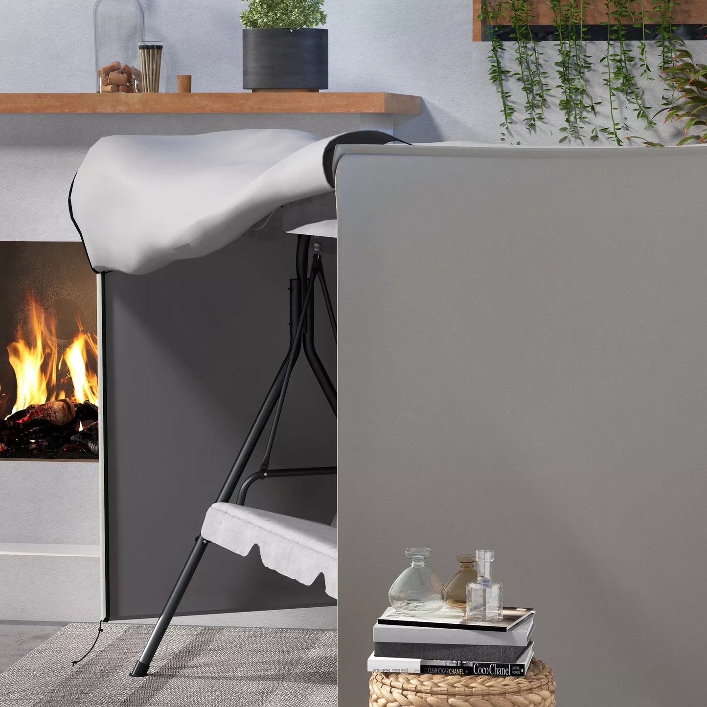 Apsauginis užvalkalas sodo supynėms, atsparus plyšimui, atsparus oro sąlygoms, su Tex-Lock sistema, 205x124x164 cm, pilkas