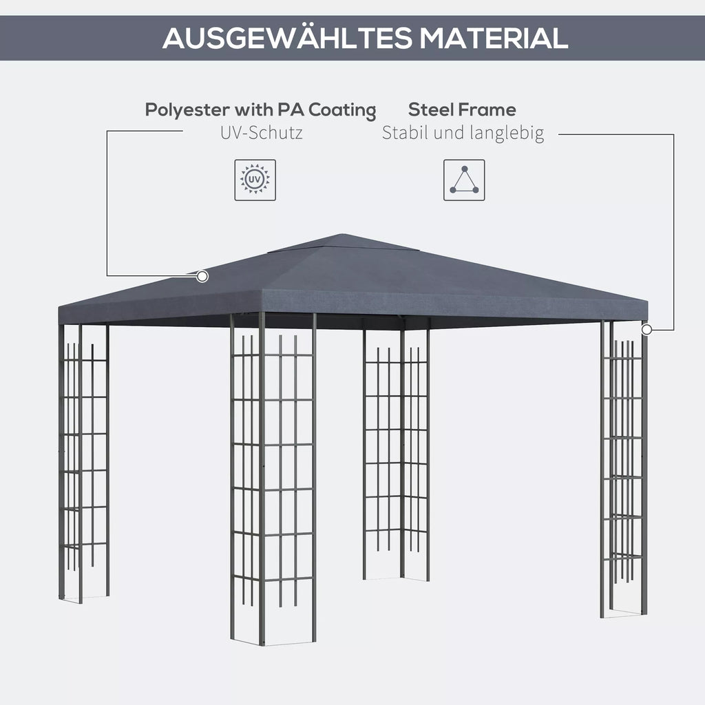 Sodo paviljonas 2,95 x 2,95 m Paviljonas Sodo palapinė Šventinė palapinė Vakarėlių palapinė Plienas Poliesteris Pilka