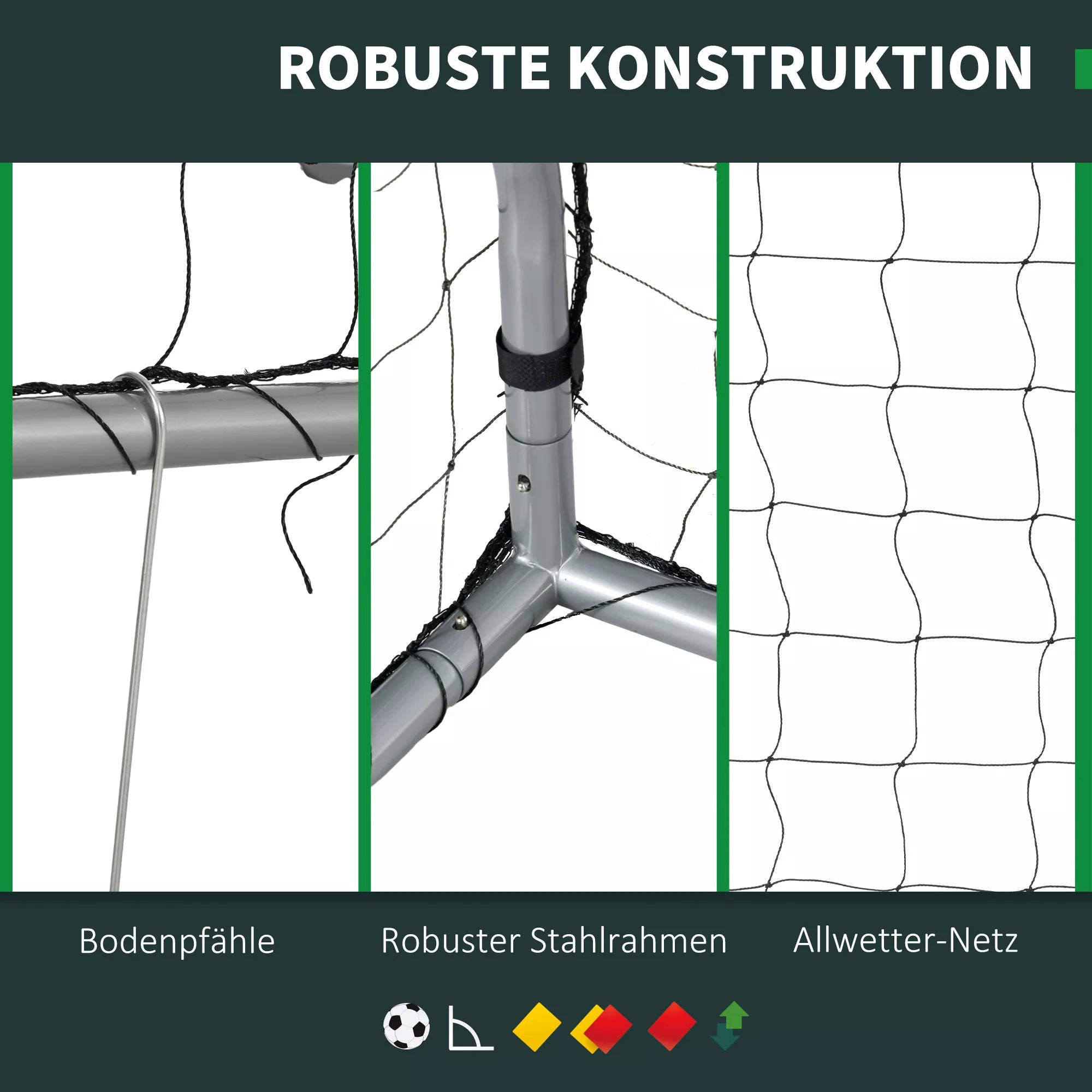 Atsparus oro sąlygoms futbolo vartai, tvirtas tinklas, stabilus metalinis rėmas, lengvas surinkimas, 300 x 200 x 120 cm